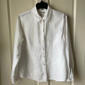 Orvis White Linen Long Sleeve Blouse